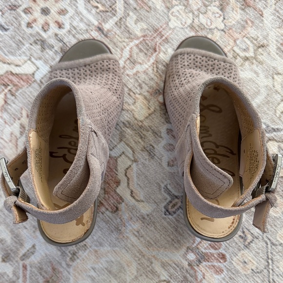 Sam Edelman Taupe Peep-Toe Heeled Boots - Picture 3 of 6